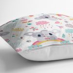 Sevimli Gri Koala Desenli Dijital Baskılı Özel Tasarım Modern Yastık Kırlent Kılıfı Realhomes