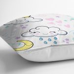 Sevimli Bulut Ve Ay Temalı Dijital Baskılı Özel Tasarım Modern Yastık Kırlent Kılıfı Realhomes