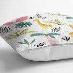 Zürafa Ve Orman Temalı Dijital Baskılı Özel Tasarım Modern Yastık Kırlent Kılıfı Realhomes