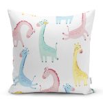 Renkli Zürafa Motifli Dijital Baskılı Özel Tasarım Modern Yastık Kırlent Kılıfı Realhomes