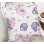 Pembe Fil Motifli Dijital Baskılı Özel Tasarım Modern Yastık Kırlent Kılıfı Realhomes