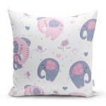Pembe Fil Motifli Dijital Baskılı Özel Tasarım Modern Yastık Kırlent Kılıfı Realhomes