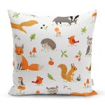 Orman Temalı Sevimli Hayvanlar Dijital Baskılı Özel Tasarım Modern Yastık Kırlent Kılıfı Realhomes