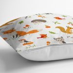 Orman Temalı Sevimli Hayvanlar Dijital Baskılı Özel Tasarım Modern Yastık Kırlent Kılıfı Realhomes