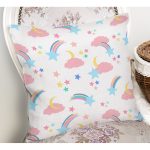 Bulut Ve Gökkuşağı Temalı Dijital Baskılı Özel Tasarım Modern Yastık Kırlent Kılıfı Realhomes