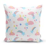 Bulut Ve Gökkuşağı Temalı Dijital Baskılı Özel Tasarım Modern Yastık Kırlent Kılıfı Realhomes