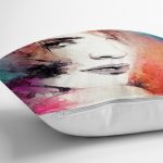 - Rh-K120-2 - Realhomes Suluboya Kadın Figürü Dijital Baskılı Dekoratif Modern Yastık Kırlent Kılıfı Realhomes