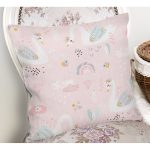 - Печать - Realhomes Pembe Zeminde Sevimli Kuğular Dijital Baskılı Özel Tasarım Modern Yastık Kırlent Kılıfı Realhomes