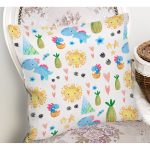 - Rh-K1203-1 - Realhomes Sevimli Dinozor Temalı Dijital Baskılı Özel Tasarım Modern Yastık Kırlent Kılıfı Realhomes