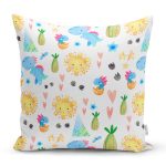 - Rh-K1203 - Realhomes Sevimli Dinozor Temalı Dijital Baskılı Özel Tasarım Modern Yastık Kırlent Kılıfı Realhomes