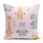 - Seamless pattern with cute animals. Elephant, lion, giraffe, hip - Realhomes Sevimli Zürafa Su Aygırı Ve Fil Motifli Dijital Baskılı Özel Tasarım Modern Yastık Kırlent Kılıfı Realhomes