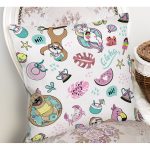 - Funny dogs pug, unicorn and sloth summer seamless pattern on whi - Realhomes Yaz Ve Tatil Temalı Bebek Desenli Dijital Baskılı Özel Tasarım Modern Yastık Kırlent Kılıfı Realhomes
