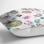 - Funny dogs pug, unicorn and sloth summer seamless pattern on whi - Realhomes Yaz Ve Tatil Temalı Bebek Desenli Dijital Baskılı Özel Tasarım Modern Yastık Kırlent Kılıfı Realhomes