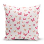 Kızıl Kelebek Motifli Dijital Baskılı Özel Tasarım Modern Yastık Kırlent Kılıfı Realhomes