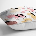 - Farm animals background in children style - Realhomes Sevimli Çiftlik Hayvanları Temalı Dijital Baskılı Özel Tasarım Modern Yastık Kırlent Kılıfı Realhomes