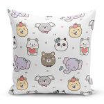 Sevimli Hayvan Motifli Dijital Baskılı Özel Tasarım Modern Yastık Kırlent Kılıfı Realhomes