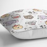 Sevimli Hayvan Motifli Dijital Baskılı Özel Tasarım Modern Yastık Kırlent Kılıfı Realhomes