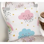 Sevimli Yağmur Bulutları Realhomes Dijital Baskılı Özel Tasarım Modern Yastık Kırlent Kılıfı Realhomes
