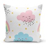 Sevimli Yağmur Bulutları Realhomes Dijital Baskılı Özel Tasarım Modern Yastık Kırlent Kılıfı Realhomes