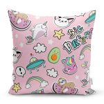 - Fashion patch badges with llama, cat unicorn, whale and sloth in - Realhomes Big Dreams Yazılı Bebek Temalı Dijital Baskılı Özel Tasarım Modern Yastık Kırlent Kılıfı Realhomes
