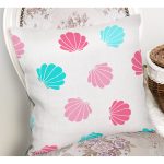 Rengarenk Deniz Kabukları Çizimli Dijital Baskılı Özel Tasarım Modern Yastık Kırlent Kılıfı Realhomes