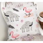 Flamingo Ve Fil Motifli Dijital Baskılı Özel Tasarım Modern Yastık Kırlent Kılıfı Realhomes