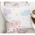 Sevimli Bulut Temalı Dijital Baskılı Özel Tasarım Modern Yastık Kırlent Kılıfı Realhomes