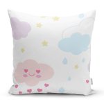 Sevimli Bulut Temalı Dijital Baskılı Özel Tasarım Modern Yastık Kırlent Kılıfı Realhomes