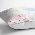 Sevimli Bulut Temalı Dijital Baskılı Özel Tasarım Modern Yastık Kırlent Kılıfı Realhomes