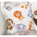 - Rh-K1220-1 - Realhomes Şirin Mutlu Orman Hayvanları Dijital Baskılı Özel Tasarım Modern Yastık Kırlent Kılıfı Realhomes