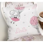 - Печать - Realhomes Balonlu Kız Motifli Dijital Baskılı Özel Tasarım Modern Yastık Kırlent Kılıfı Realhomes