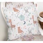 Mutlu Orman Hayvanları Desenli Dijital Baskılı Özel Tasarım Modern Yastık Kırlent Kılıfı Realhomes