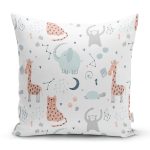 Mutlu Orman Hayvanları Desenli Dijital Baskılı Özel Tasarım Modern Yastık Kırlent Kılıfı Realhomes