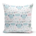 Uyuyan Baykuş Motifli Dijital Baskılı Özel Tasarım Modern Yastık Kırlent Kılıfı Realhomes