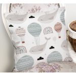 - Печать - Realhomes Balina Ve Balon Motifli Dijital Baskılı Özel Tasarım Modern Yastık Kırlent Kılıfı Realhomes