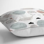 - Печать - Realhomes Balina Ve Balon Motifli Dijital Baskılı Özel Tasarım Modern Yastık Kırlent Kılıfı Realhomes