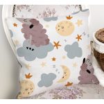 - Print - Realhomes Uyku Temalı Koyunlar Dijital Baskılı Özel Tasarım Modern Yastık Kırlent Kılıfı Realhomes