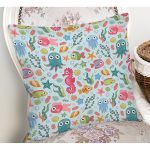 - Print - Realhomes Deniz Hayvanları Temalı Dijital Baskılı Özel Tasarım Modern Yastık Kırlent Kılıfı Realhomes