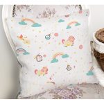 - 2000-2000-3 - Realhomes Gökkuşağı Ve Tek Boynuzlu At Temalı Dijital Baskılı Özel Tasarım Modern Yastık Kırlent Kılıfı Realhomes