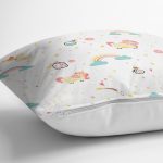 - 2000-2000-3 - Realhomes Gökkuşağı Ve Tek Boynuzlu At Temalı Dijital Baskılı Özel Tasarım Modern Yastık Kırlent Kılıfı Realhomes