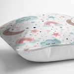 - Rh-K1233-2 - Realhomes Uyku Odası Bulut Ve Ay Desenli Dijital Baskılı Özel Tasarım Modern Yastık Kırlent Kılıfı Realhomes