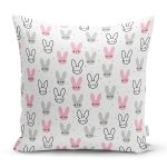 - Print - Realhomes Renkli Tavşan Desenli Dijital Baskılı Özel Tasarım Modern Yastık Kırlent Kılıfı Realhomes