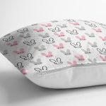 - Print - Realhomes Renkli Tavşan Desenli Dijital Baskılı Özel Tasarım Modern Yastık Kırlent Kılıfı Realhomes