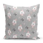 Sevimli Atkılı Ayıcık Desenli Dijital Baskılı Özel Tasarım Modern Yastık Kırlent Kılıfı Realhomes