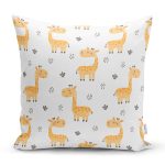 - Cute giraffe seamless pattern background - Realhomes Sevimli Zürafa Tasarımlı Dijital Baskılı Özel Tasarım Modern Yastık Kırlent Kılıfı Realhomes