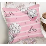 Balonlu Kız Desenli Dijital Baskılı Özel Tasarım Modern Yastık Kırlent Kılıfı Realhomes