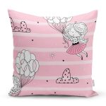 Balonlu Kız Desenli Dijital Baskılı Özel Tasarım Modern Yastık Kırlent Kılıfı Realhomes