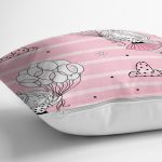 Balonlu Kız Desenli Dijital Baskılı Özel Tasarım Modern Yastık Kırlent Kılıfı Realhomes