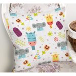 - Rh-K1248-1 - Realhomes Şirin Orman Hayvanları Desenli Dijital Baskılı Özel Tasarım Modern Yastık Kırlent Kılıfı Realhomes