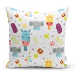 - Rh-K1248 - Realhomes Şirin Orman Hayvanları Desenli Dijital Baskılı Özel Tasarım Modern Yastık Kırlent Kılıfı Realhomes